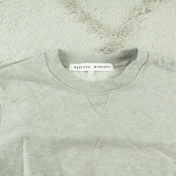 Rebecca Minkoff Cropped Sweatshirt Womens Small Gray Open Back Tie - Picture 3 of 11